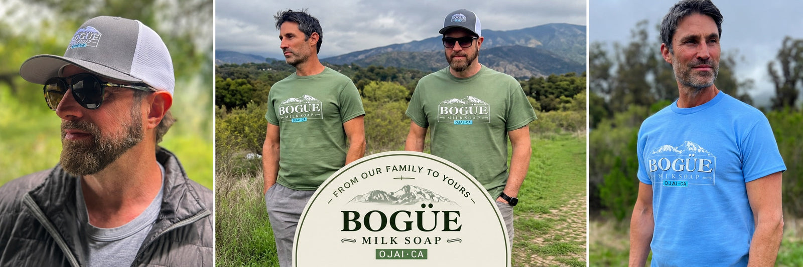 Bogue Merchandise guys in t-shirts and trucker hats in Ojai, California