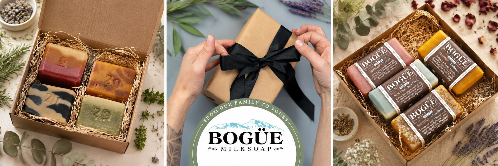 Bogue gift sets of goat milk soap bespoke wellness aromatherapy and essential oils
