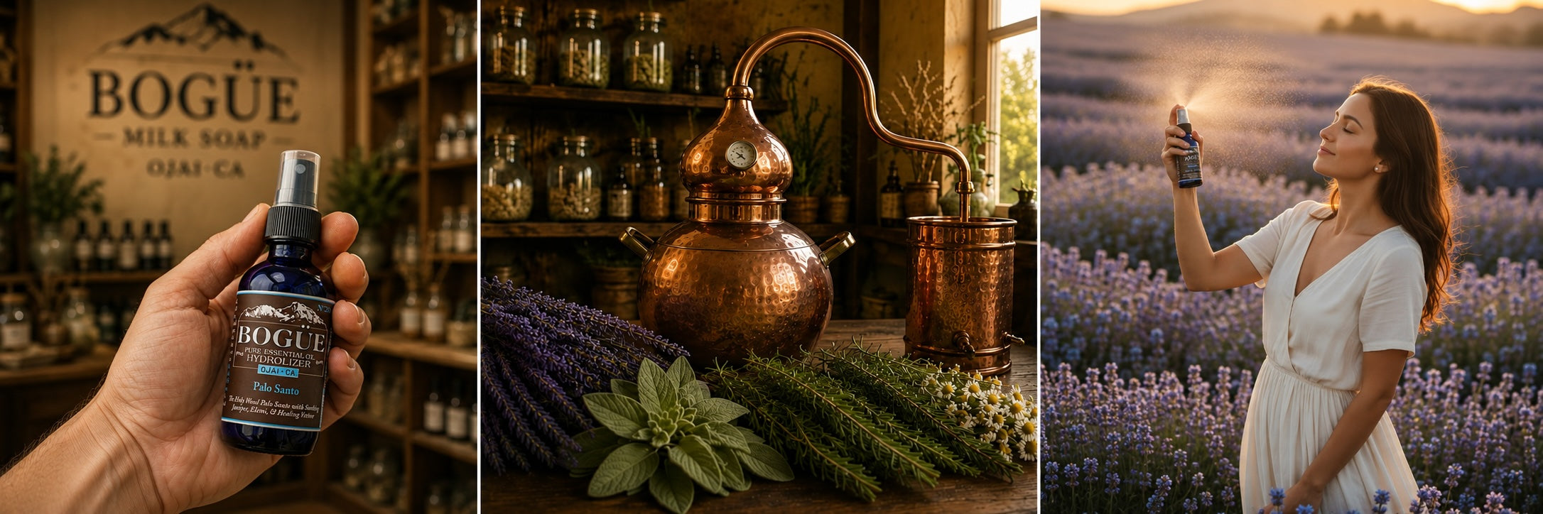 Bogue essential oil hydrolyzer steam distilled lavender botanical aromatherapy
