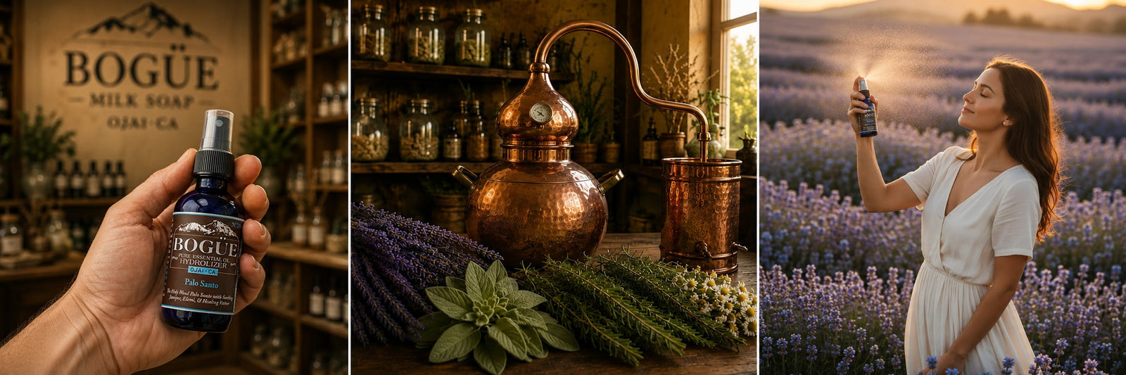 Bogue essential oil hydrolyzer steam distilled lavender botanical aromatherapy
