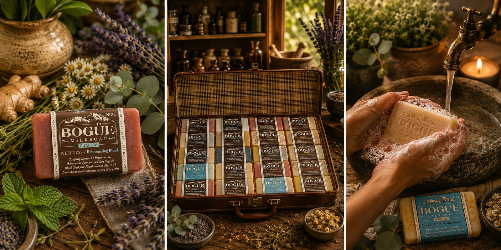 wellness handmade goat milk soap and botanicals