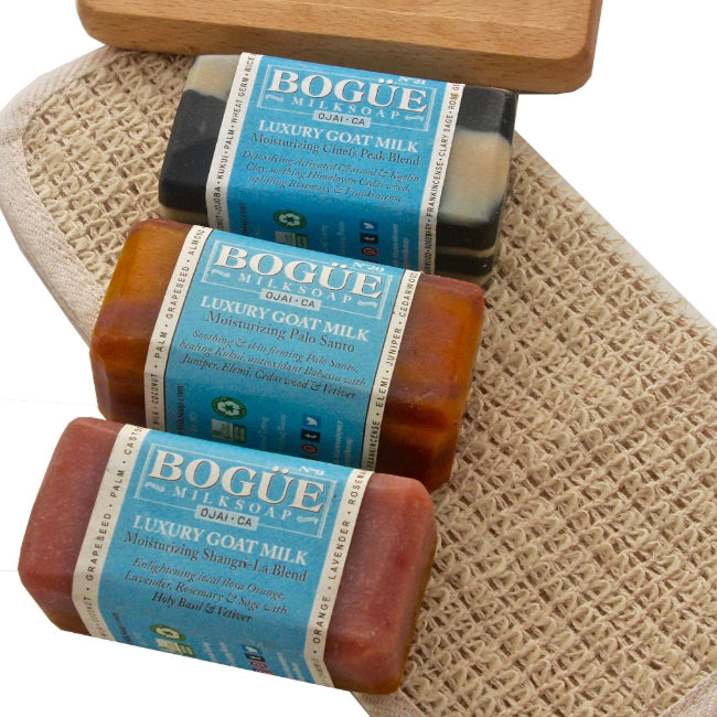goat milk soap gift set with dish and cloth