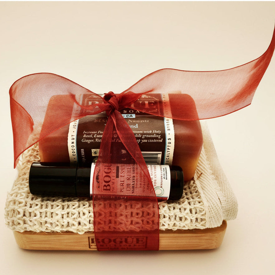 yoga blend for breath and grounding giftset of soap and essential oil