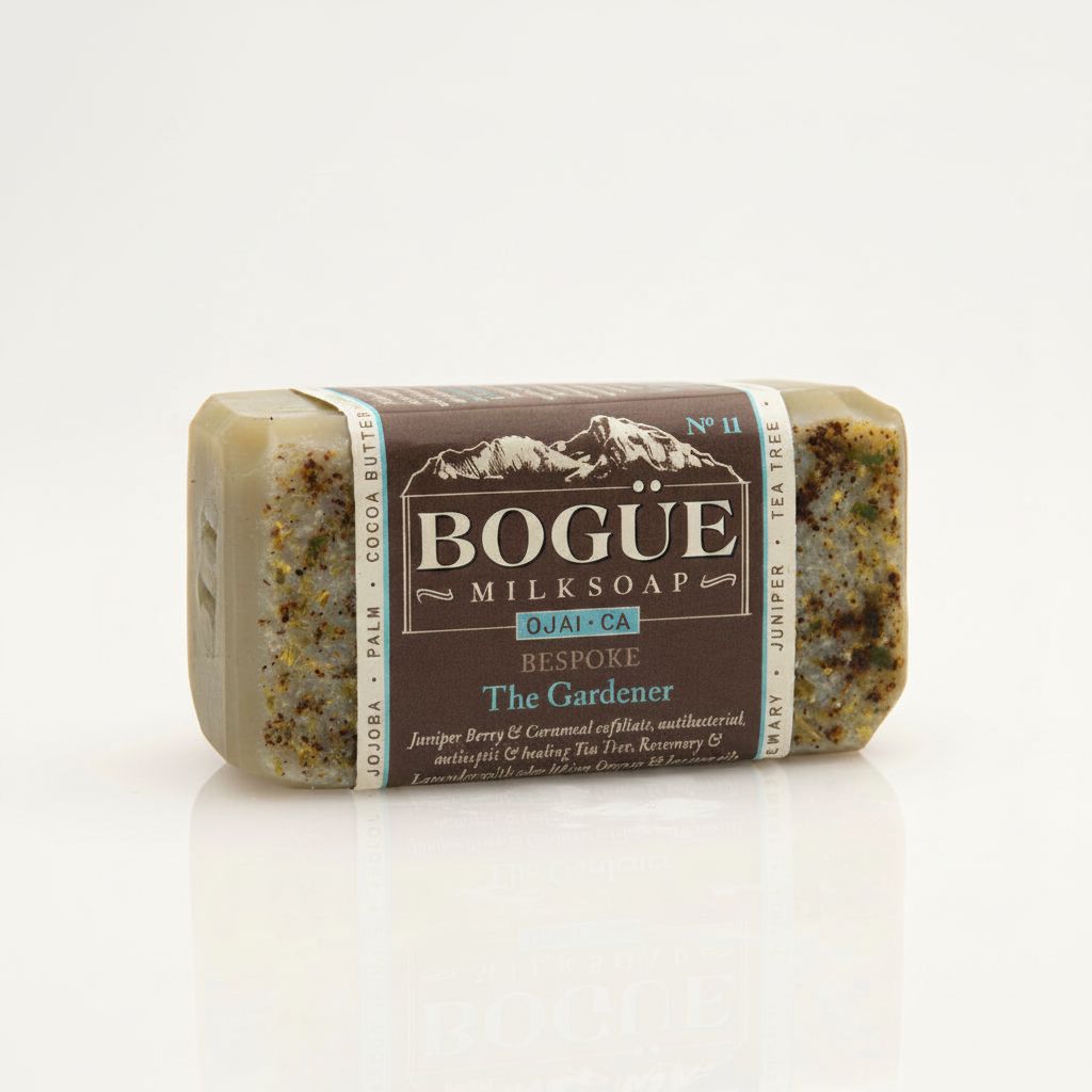 Gardeners goat milk soap chlorophyll 
green with  essential oils and scrubbing top botanicals