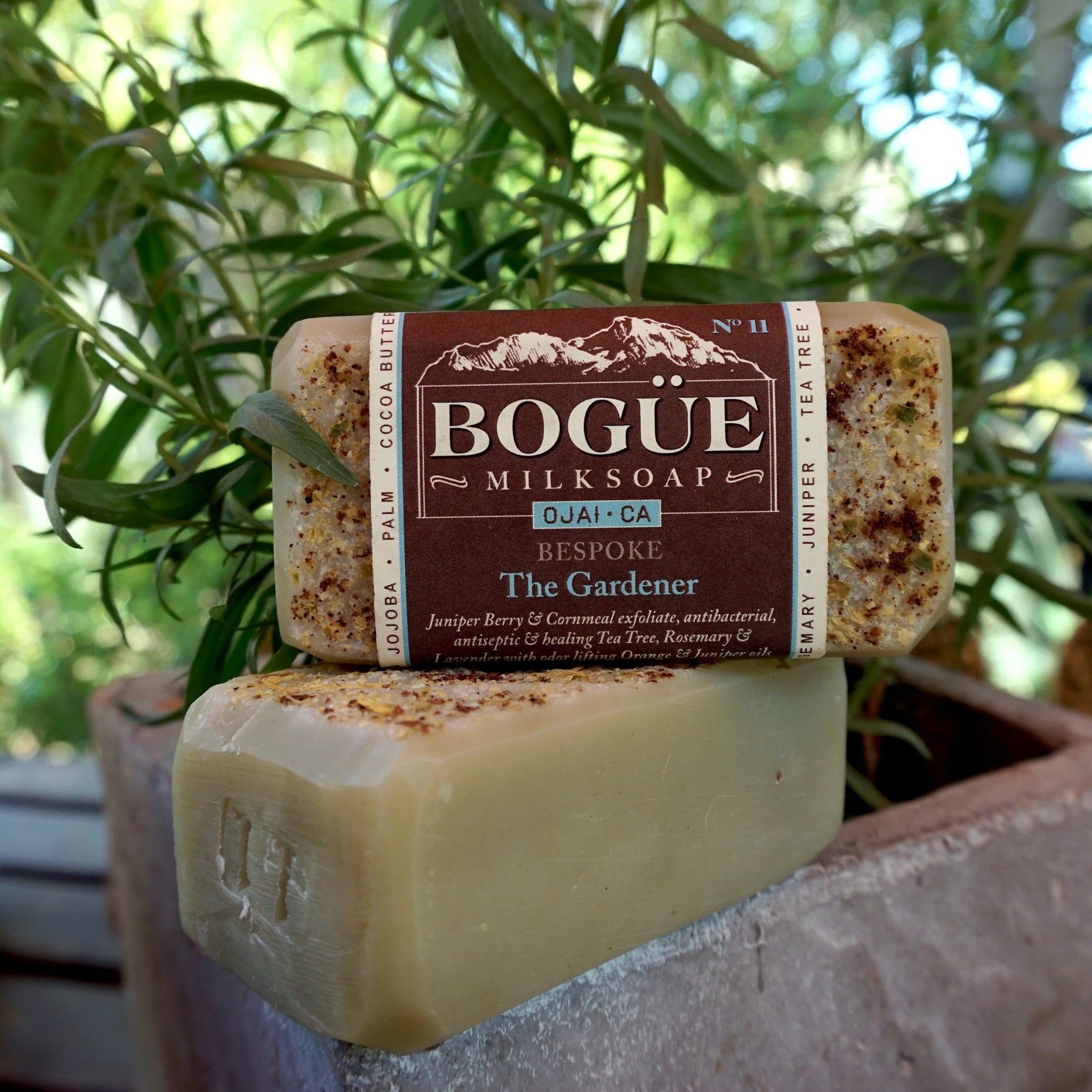 Goat milk soap gardeners bars in the garden