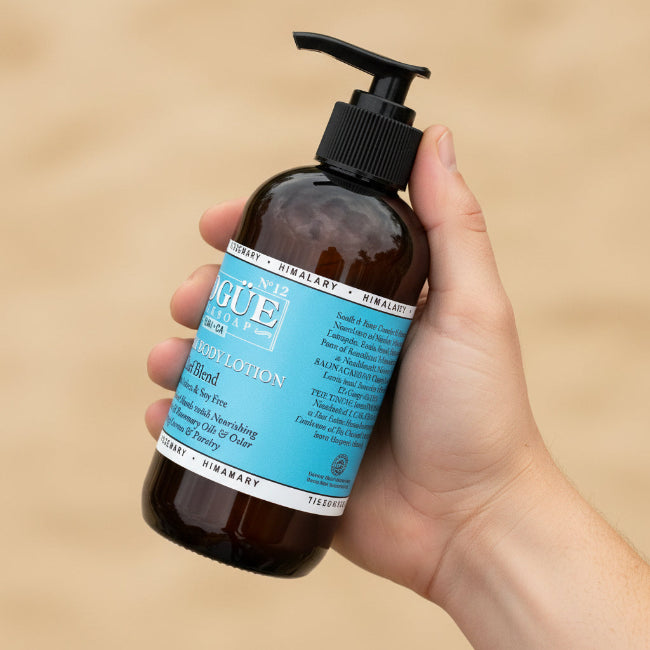 goat milk body lotion in hand 8oz for size