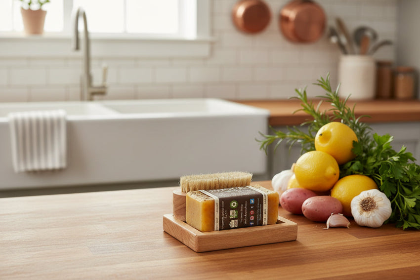 exfoliating chefs soap to remove food odors and moisturize