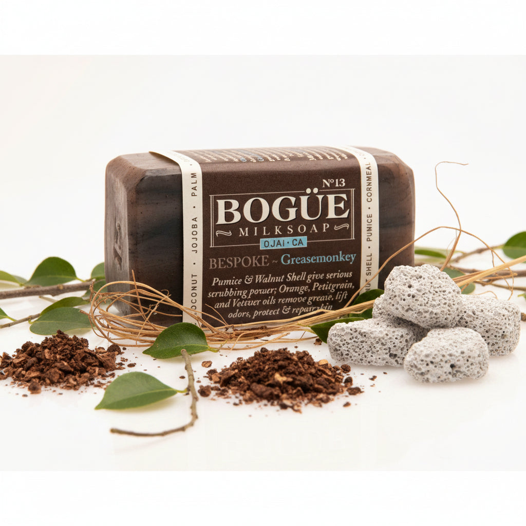 Exfoliating Goat Milk Soap with pumice walnut shell vetiver and petigrain