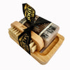 exfoliating charcoal goat milk soap giftset with scrubber and tray