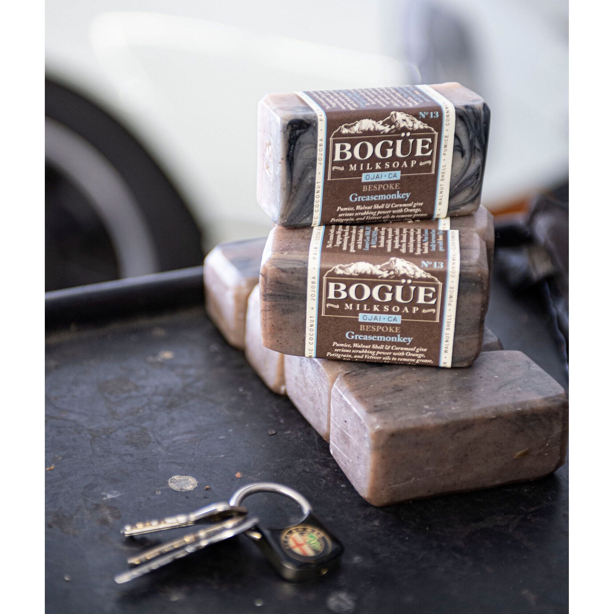 Exfoliating Goat Milk Soap stack of GreaseMonkey-Super scrub
