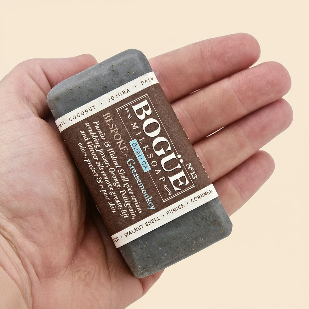 Exfoliating Goat Milk Soap GreaseMonkey-Super scrubbing in hand for size