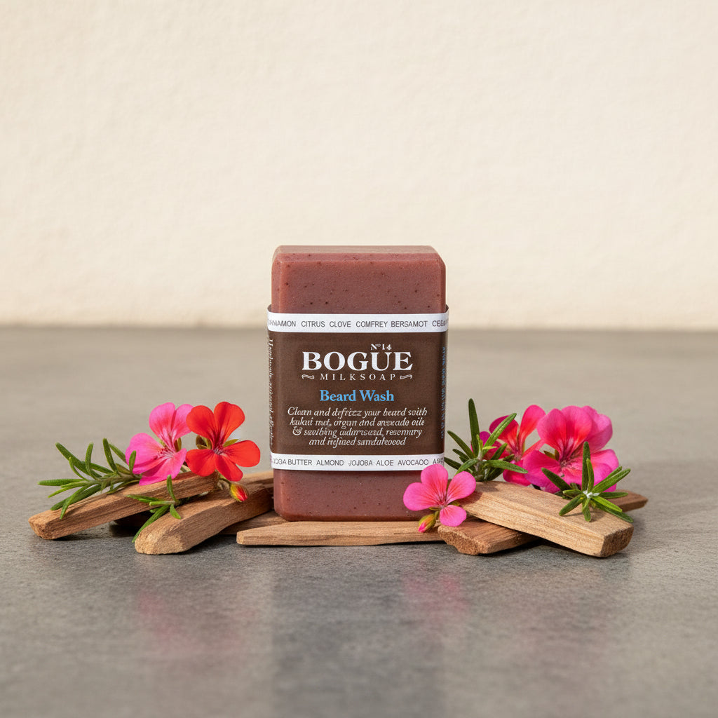 beard wash with cedarwod rosemary and geranium