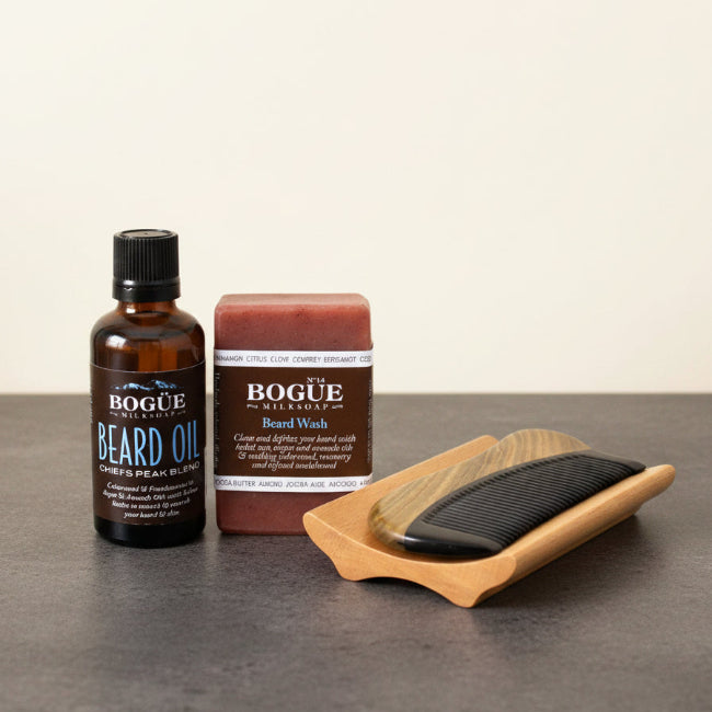 beard grooming giftset cedarwood oil and goat milk soap