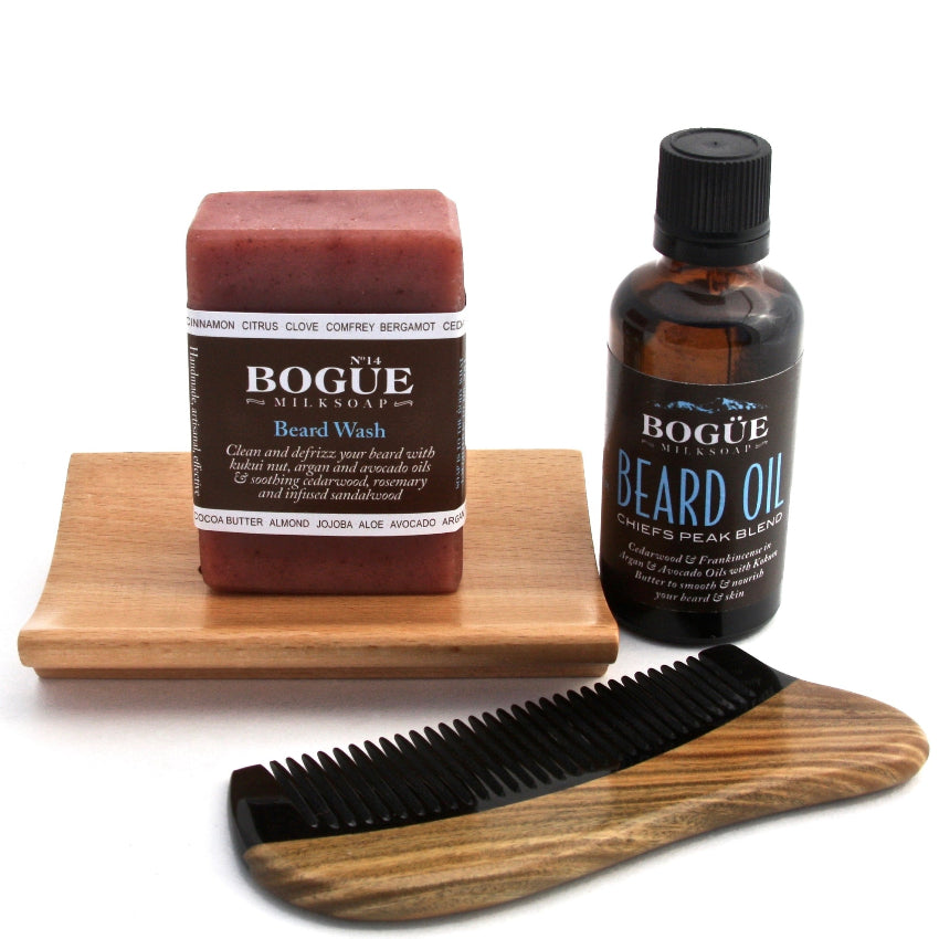 Beard grooming products wash oil and comb