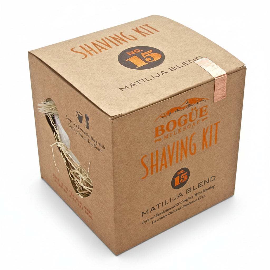Goat Milk Shave Soap kit with brush in box