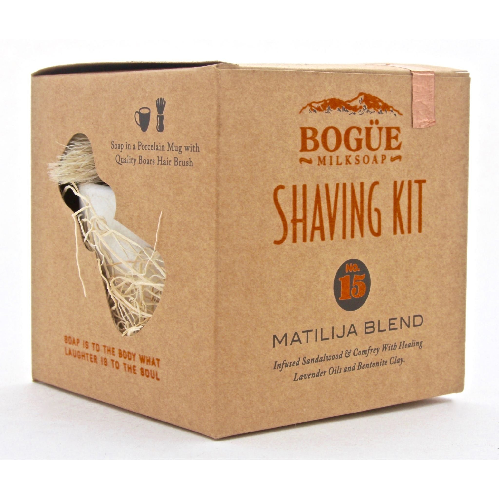Matilija sandalwood shaving soap it with brush in box from Outside magazine