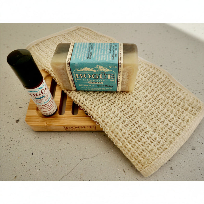 soap and roll-on gift set with dish and cloth