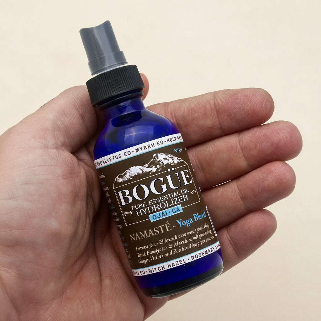 namaste yoga blend essential oil hydrolizer in hand 2oz for size