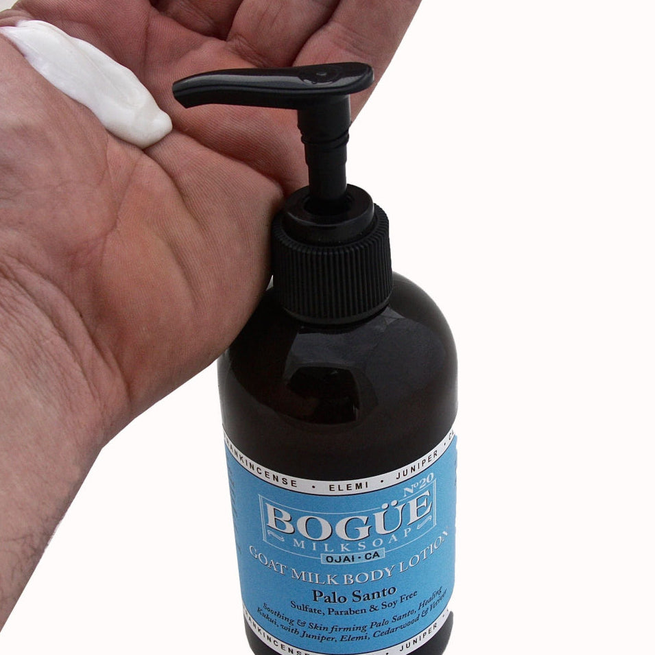 goat milk lotion in hand