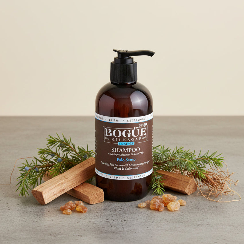 Palo Santo juniper elemi vetiver Organic Shampoo added argan & kukui