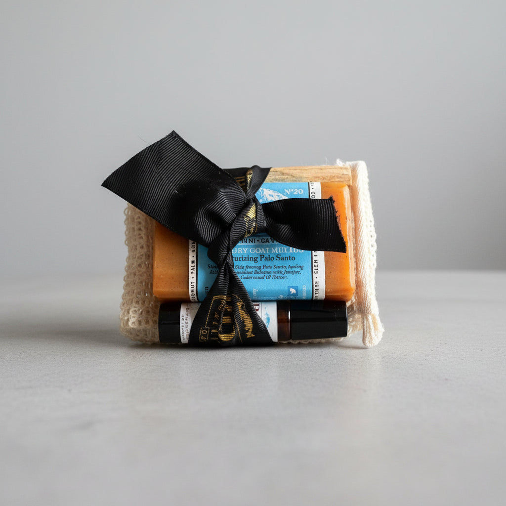 giftset of palo santo soap essential oil and smudge stick