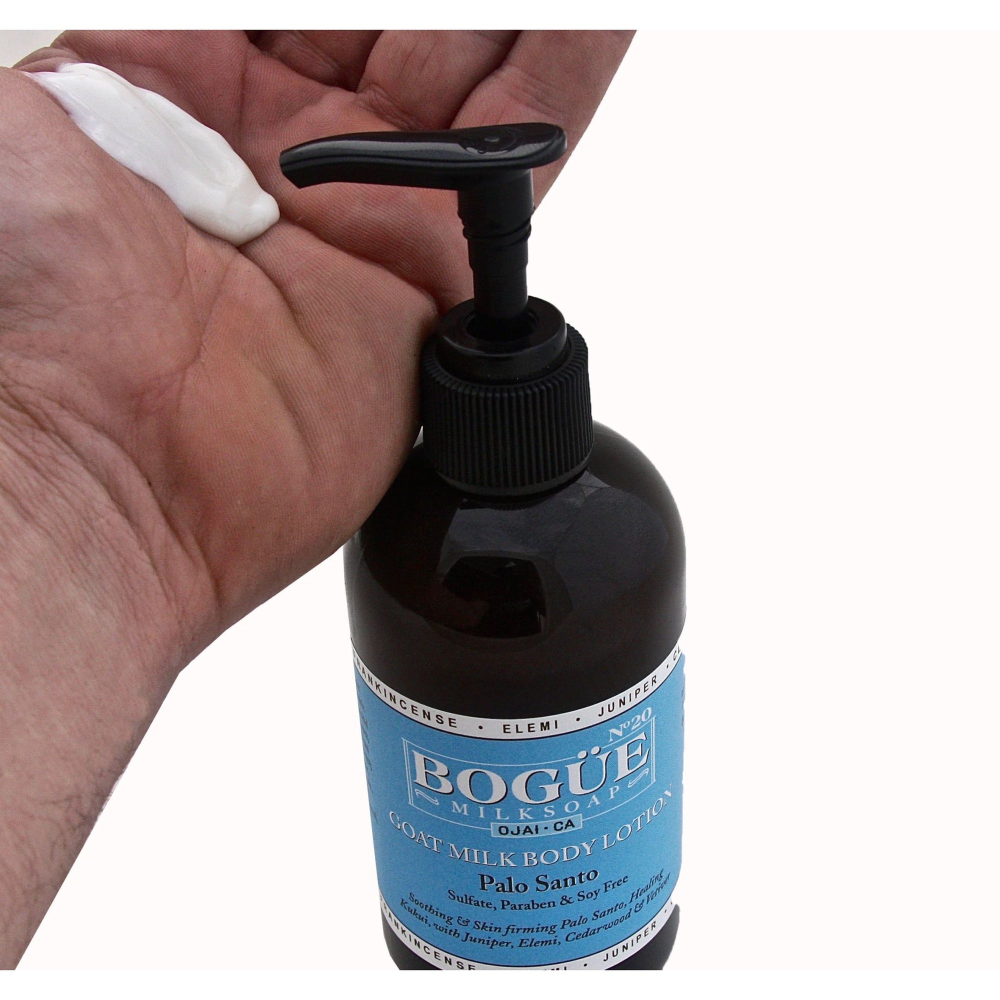 Goat milk lotion in hand