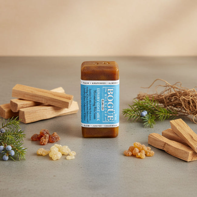 Handmade organic palo santo goat milk soap