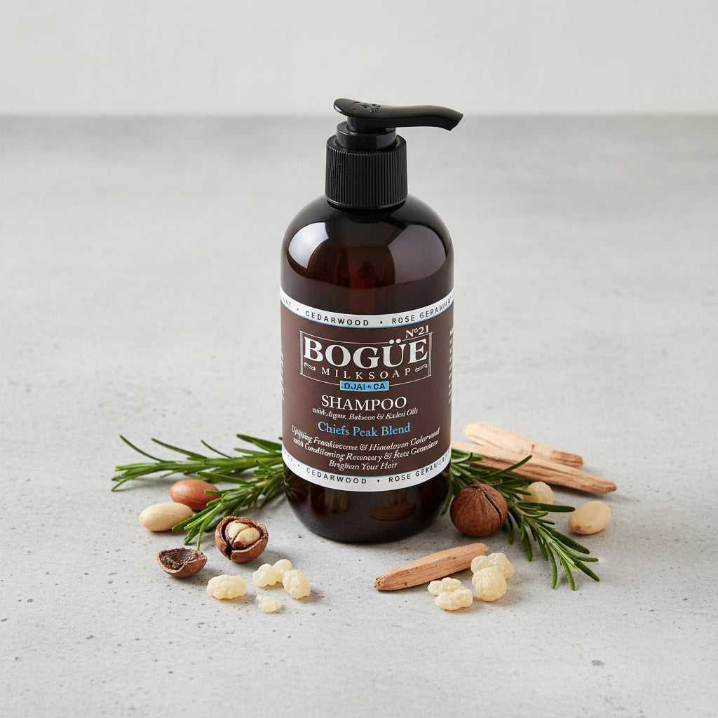 organic shampoo with cedarwood rosemary and frankincense essential oils