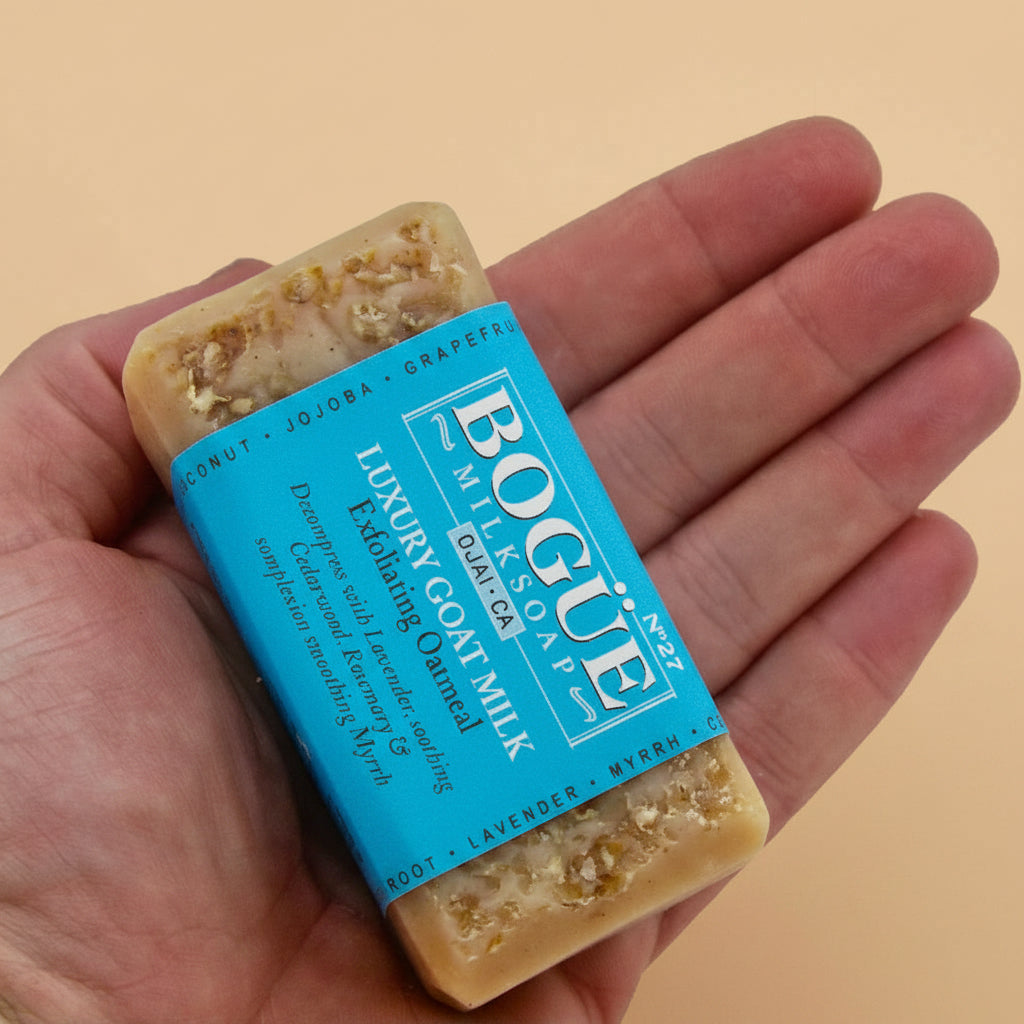 oatmeal organic soap in hand for size