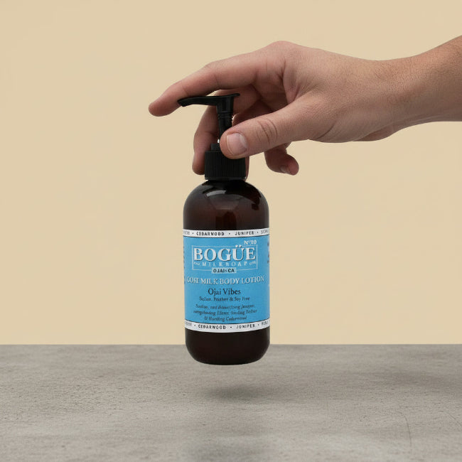 goat milk lotionin hand 8oz size