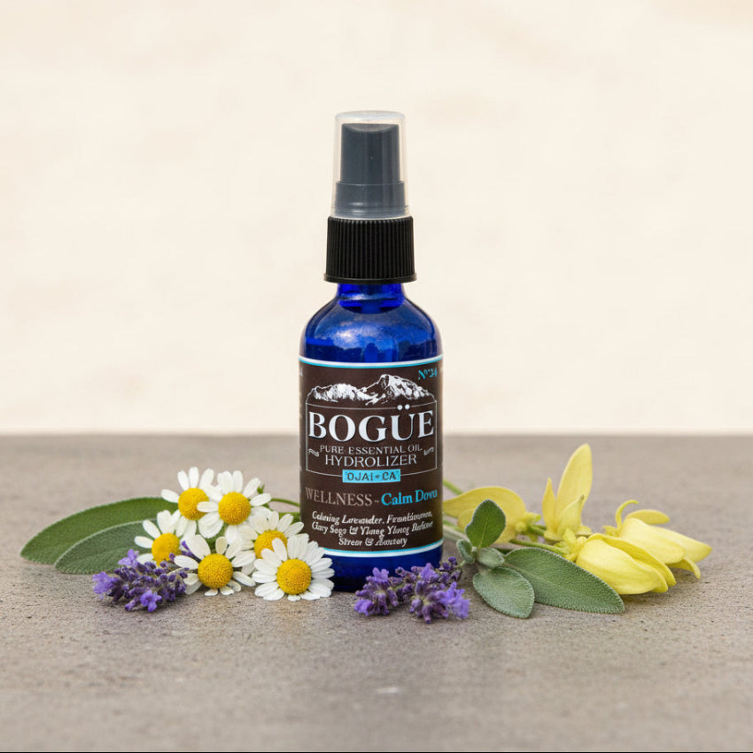 Chamomile lavender Essential Oil Hydrolyzer Spray Calm Down Wellness Blend on table