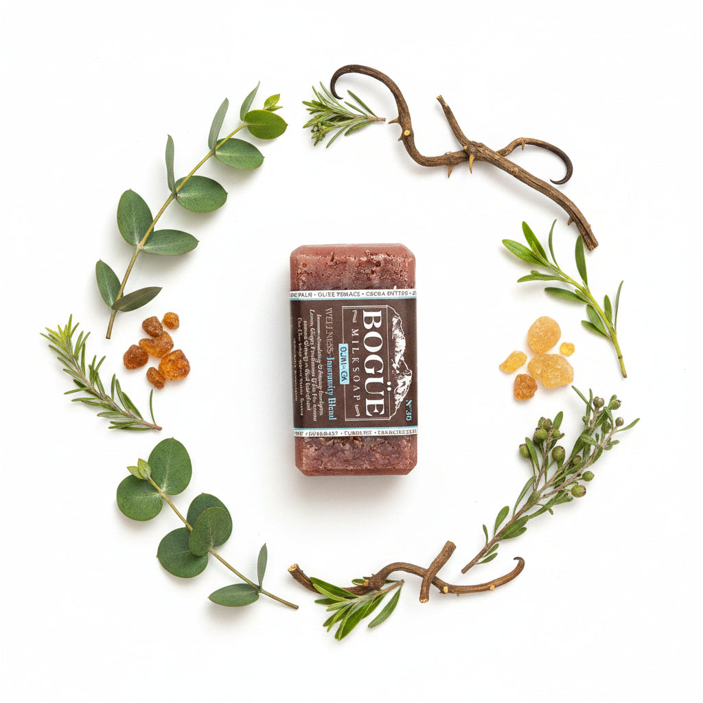 eucalyptus tea tree and frankincense in an immunity soap