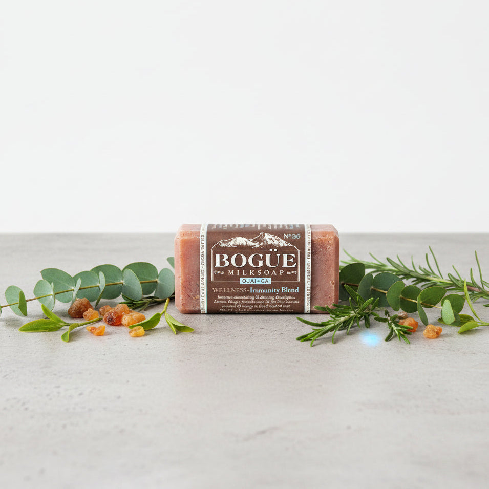 eucalyptus, frankincense and rosemary goat milk soap immunity blend with cat claw