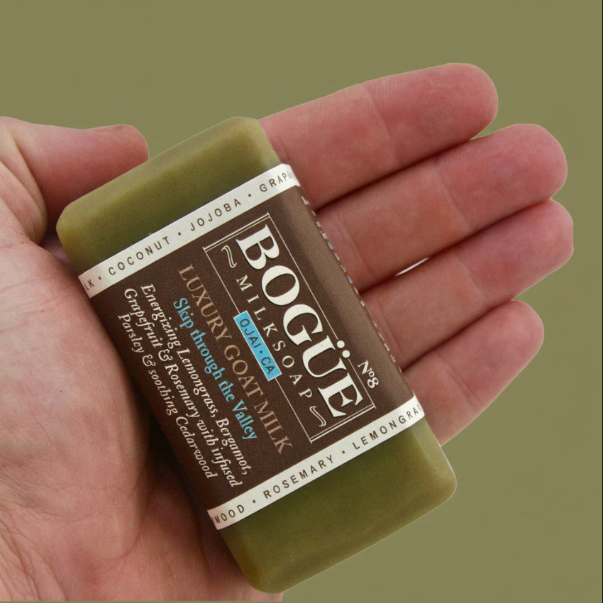 aromatherapy organic goat milk soap in hand for size