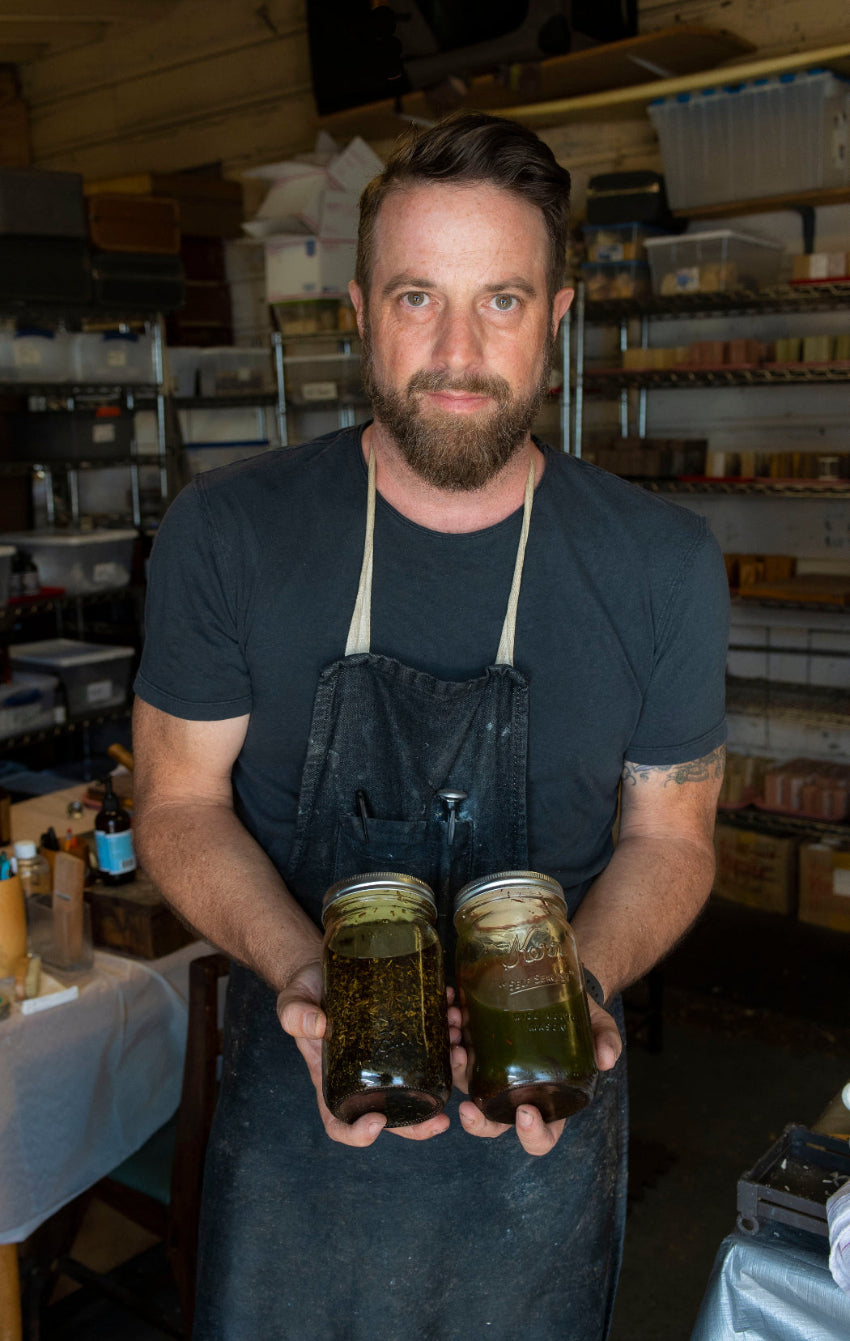 botanicals infused in olive oil in the Ojai sun
