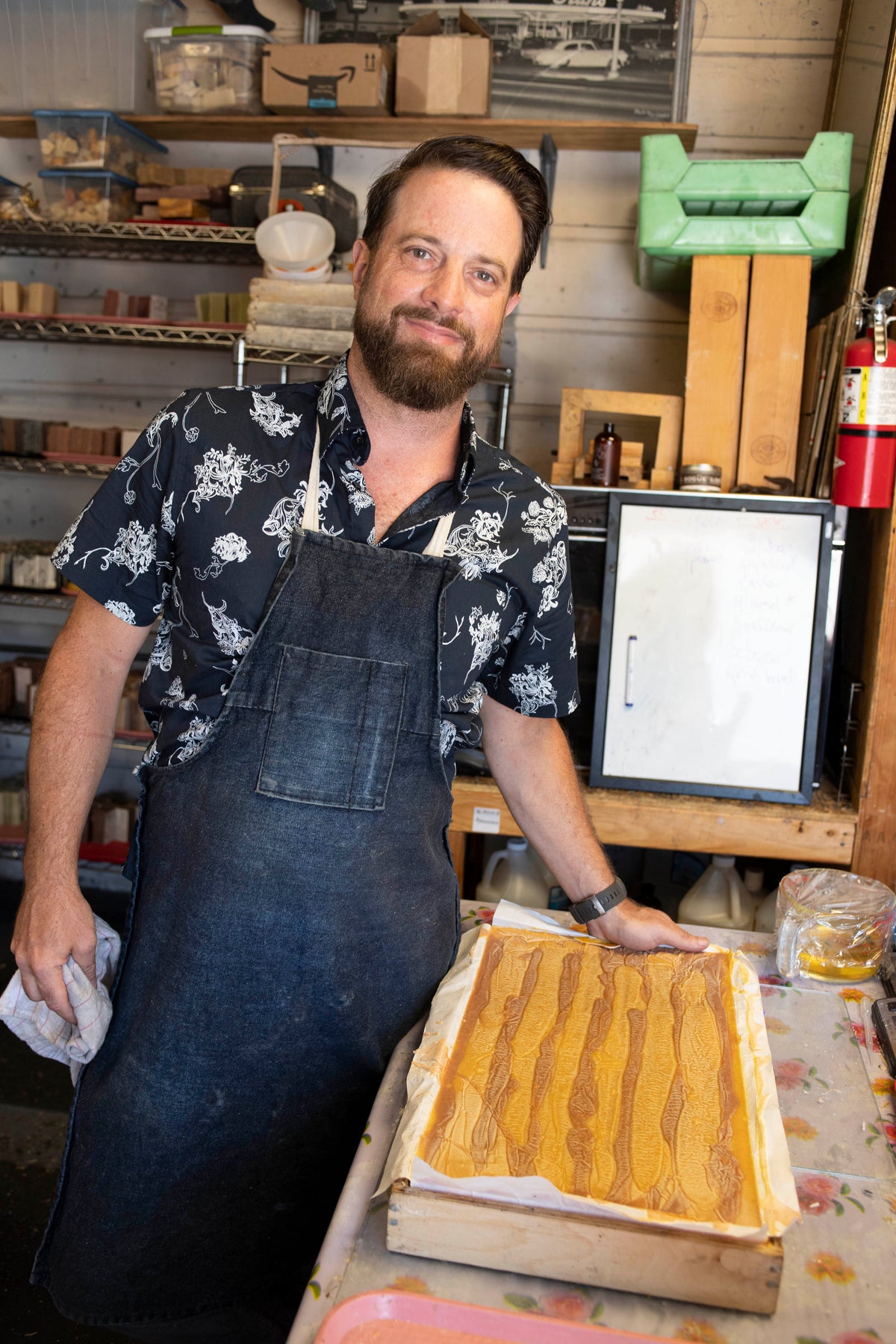 making goat milk soap in shop