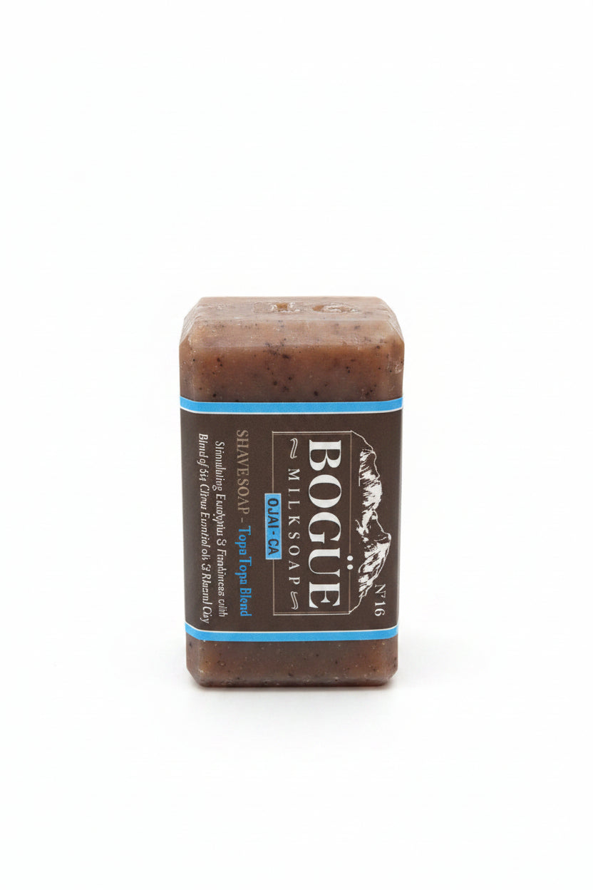 Eucalyptus Frankincense and citrus shave soap bar Topa Topa blend with Rhassoul clay