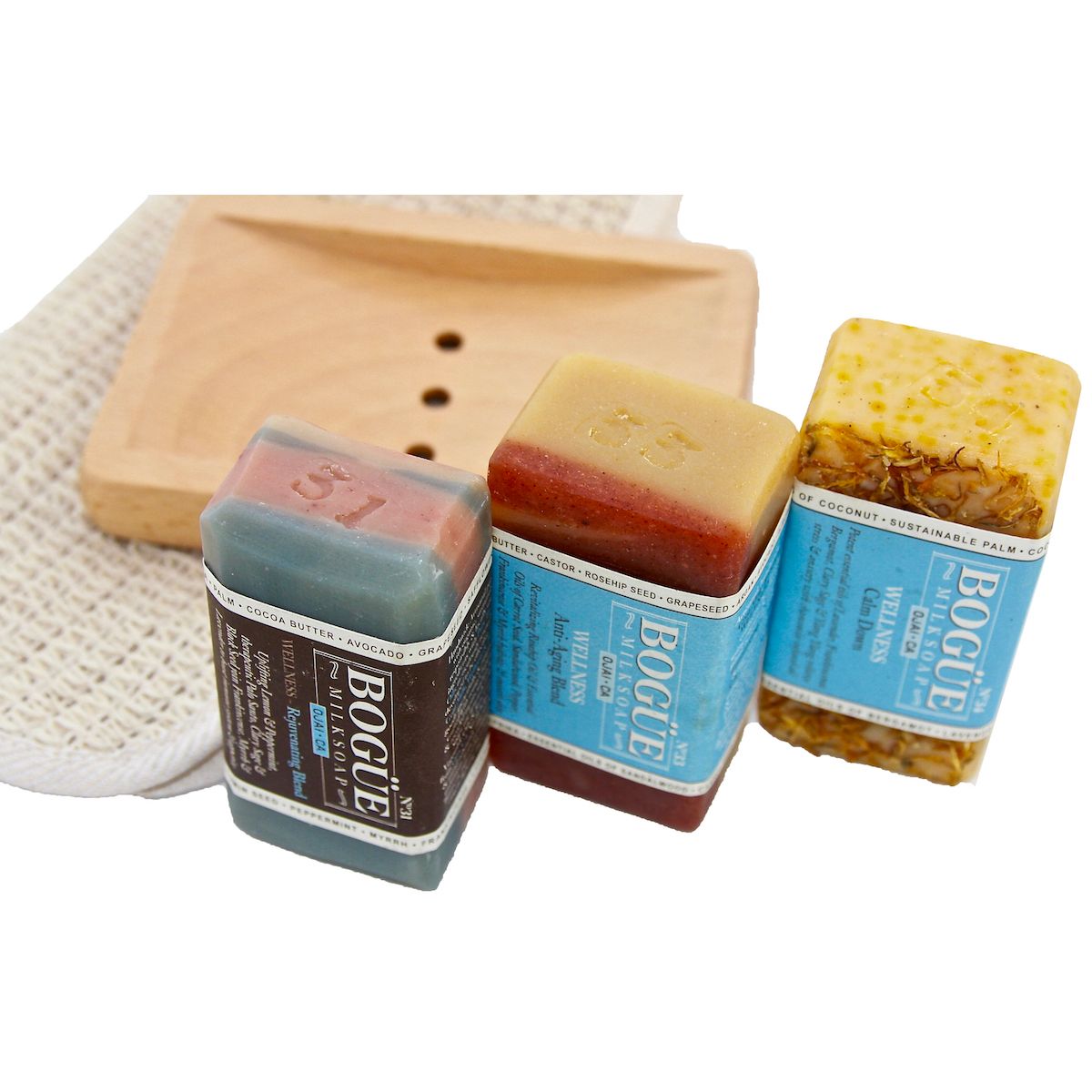 Goat Milk Soap 3 bar WELLNESS Giftset of No.31 Rejuvenating Blend, No.33 Anti-Aging & No.34 Calm Down Blends