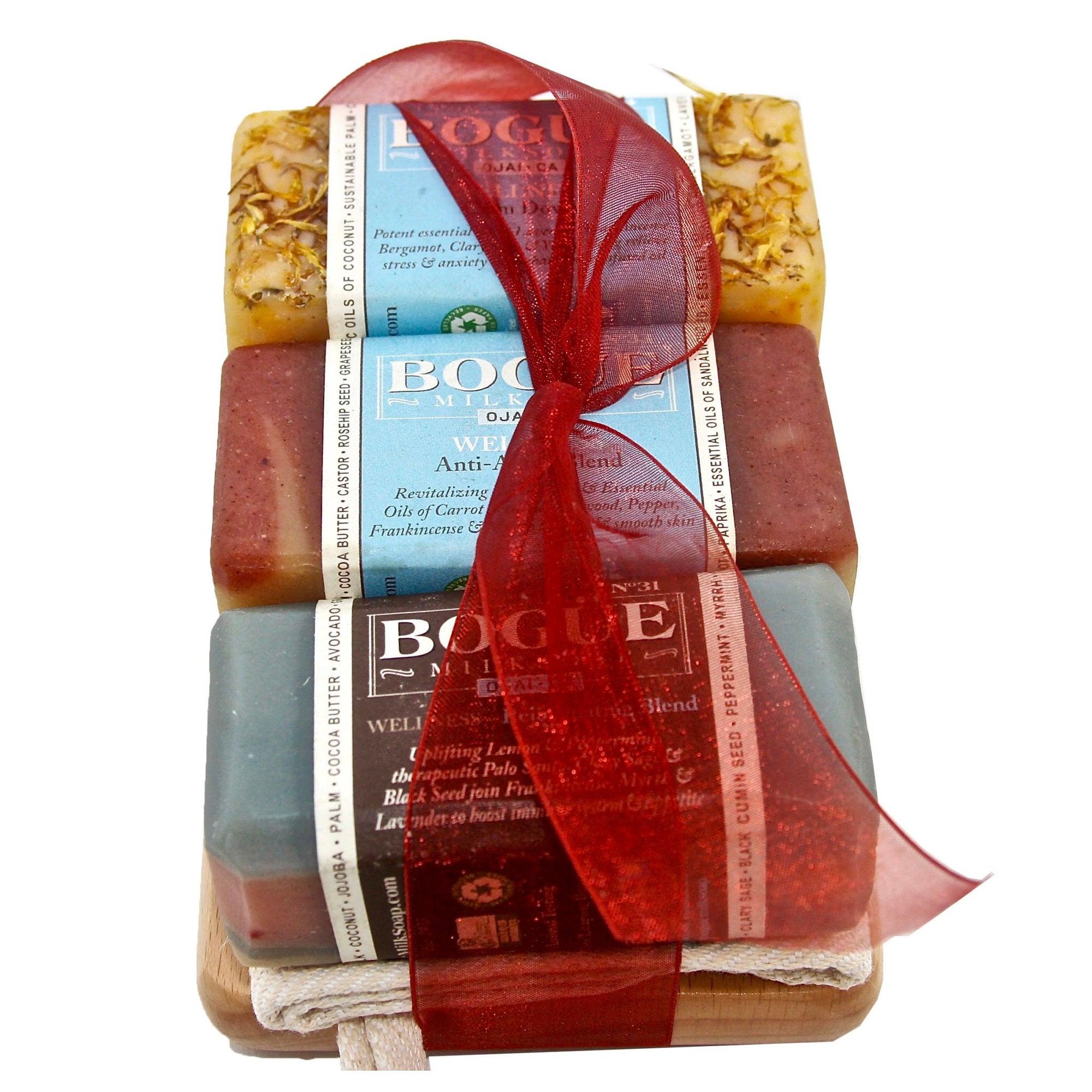 Goat Milk Soap 3 bar WELLNESS Giftset of No.31 Rejuvenating Blend, No.33 Anti-Aging & No.34 Calm Down Blends