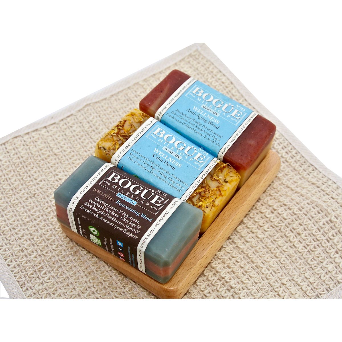 Goat Milk Soap 3 bar WELLNESS Giftset of No.31 Rejuvenating Blend, No.33 Anti-Aging & No.34 Calm Down Blends
