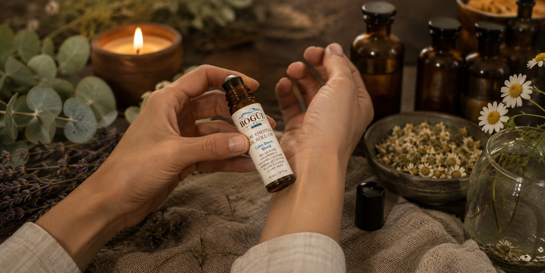 Chamomile Essential Oil Roll-On Calm Down Wellness No.34 Blend- with Calming Lavender