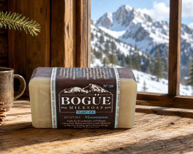 mountaineer blend goat milk soap for dry skin in the snow covered mountains
