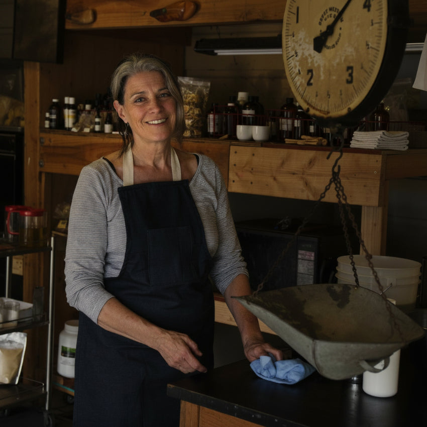 Susan Bogue making Natural soap at shop