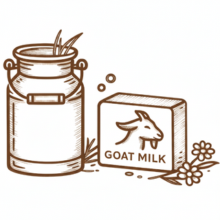 goat milk soap with milk can and natural botanical elements for handmade skincare
